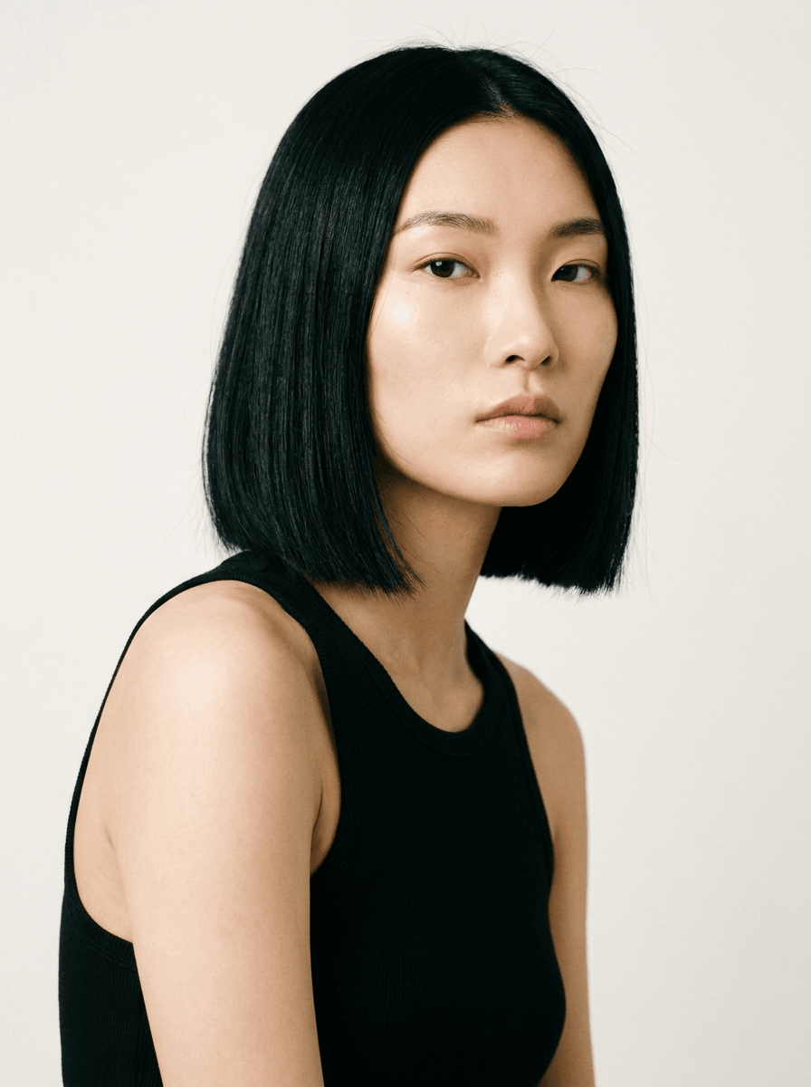 East Asian woman with black bob